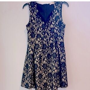 Altar'd State Black & Gold Lace Overlay Whimsical Goth Babydoll Mini Dress Retro